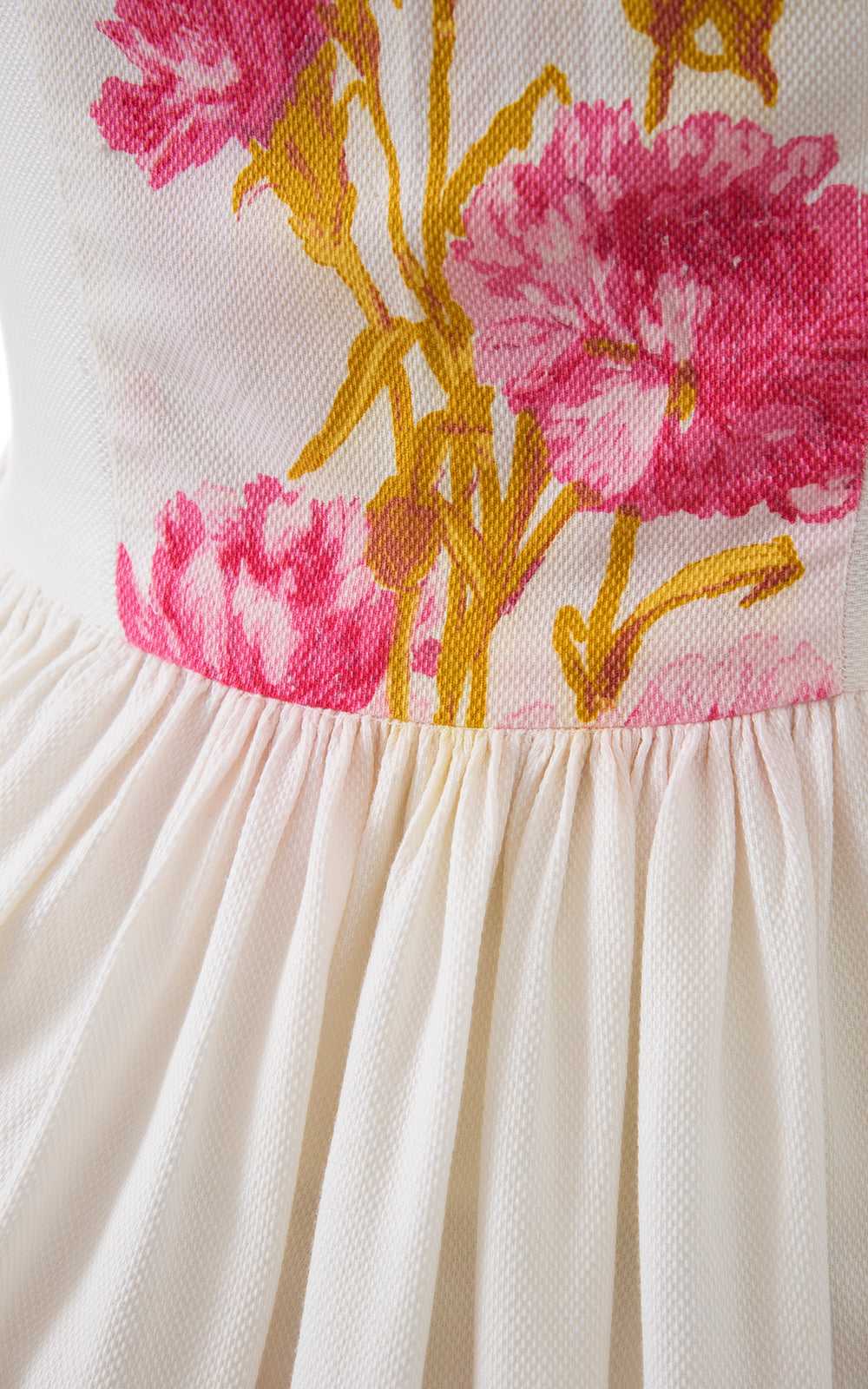 1950s Carnations Border Print Cotton Dress | medi… - image 8
