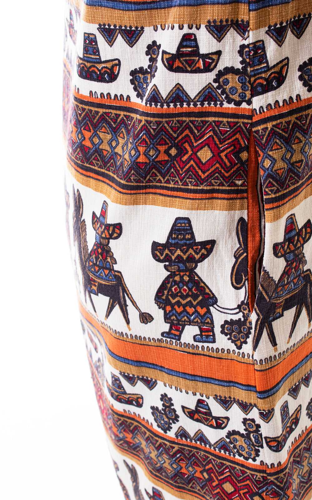 1960s Mexican Novelty Print Shift Dress | small - image 10