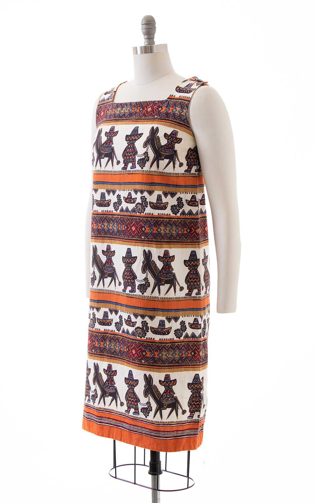 1960s Mexican Novelty Print Shift Dress | small - image 3