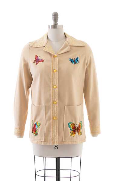 1970s Butterfly Floral Embroidered Twill Jacket | 