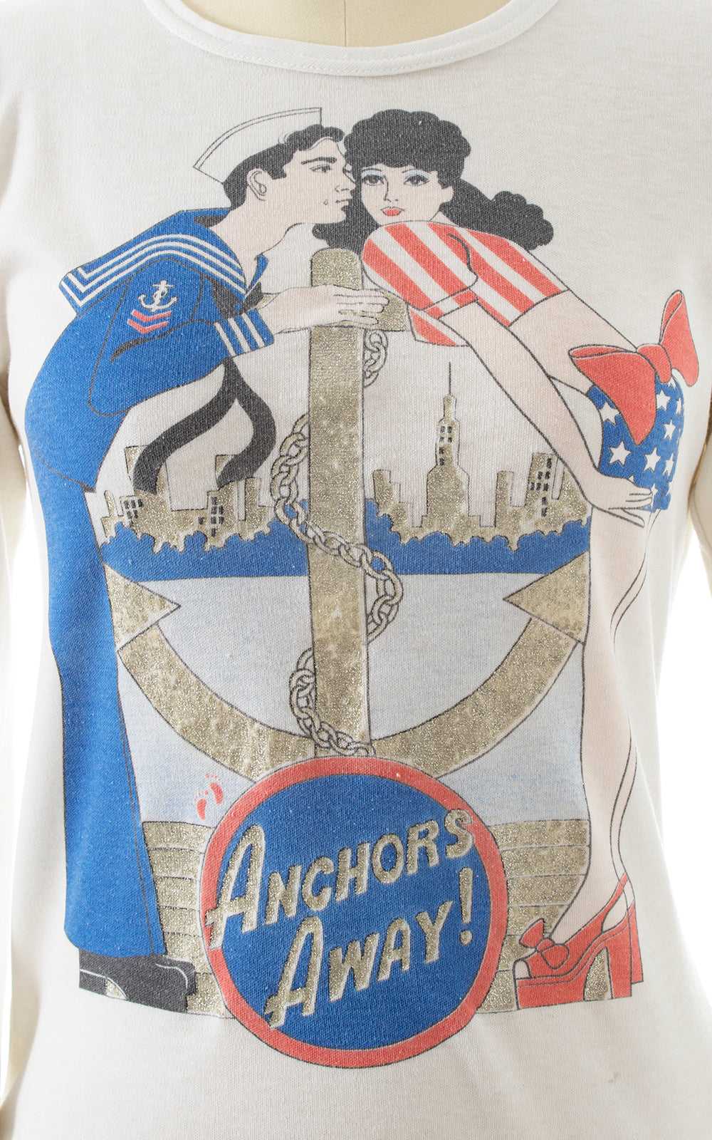 1980s "Anchor's Away!" Novelty Print Shirt | x-sm… - image 5