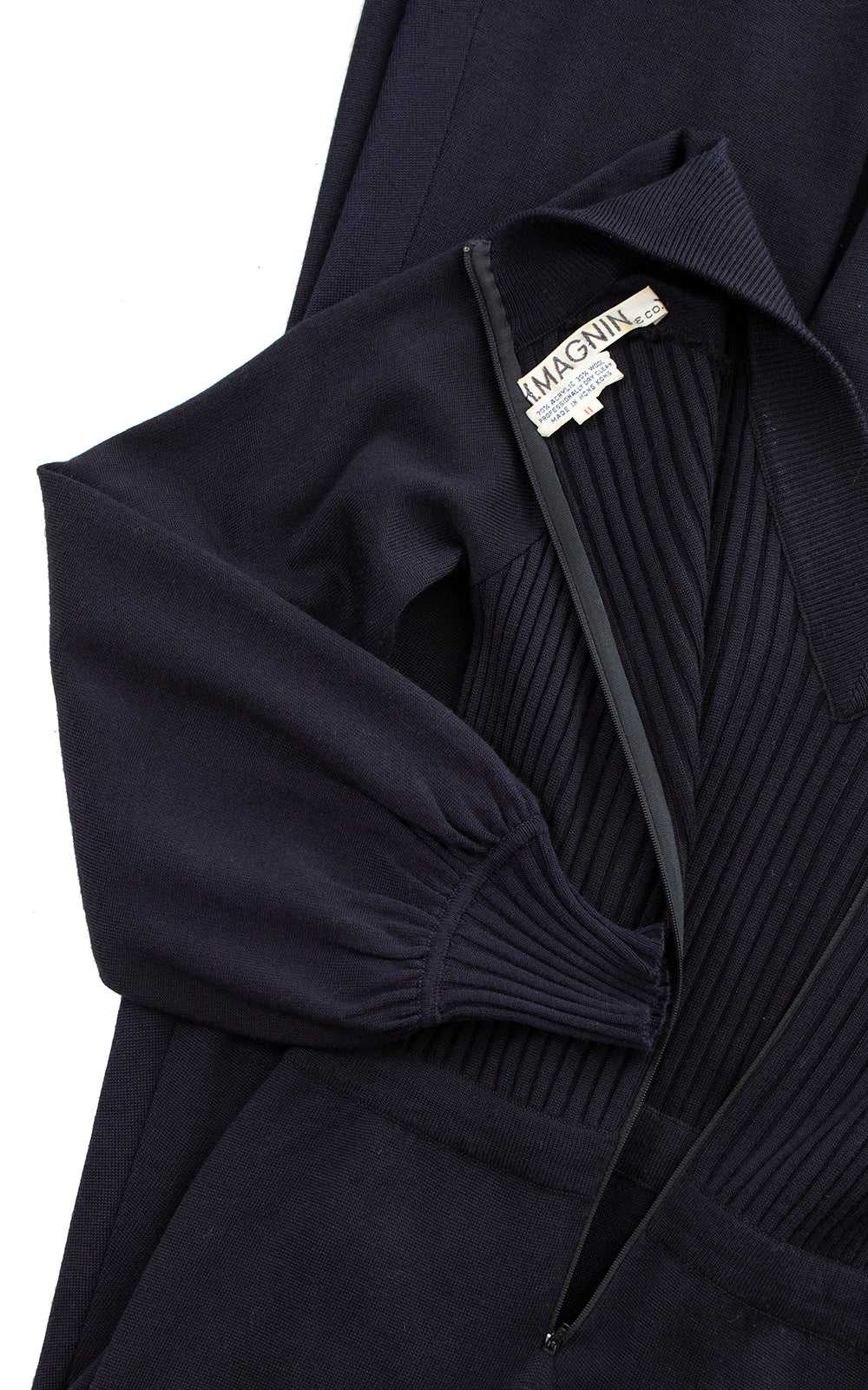 1970s Bishop Sleeve Knit Maxi Dress | x-small/sma… - image 8