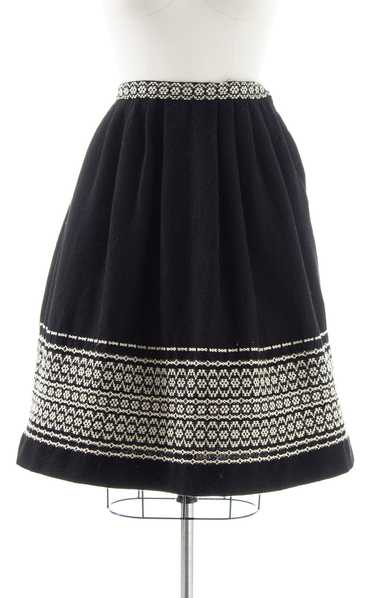 Vintage Geometric Woven Wool Skirt with Pockets | 
