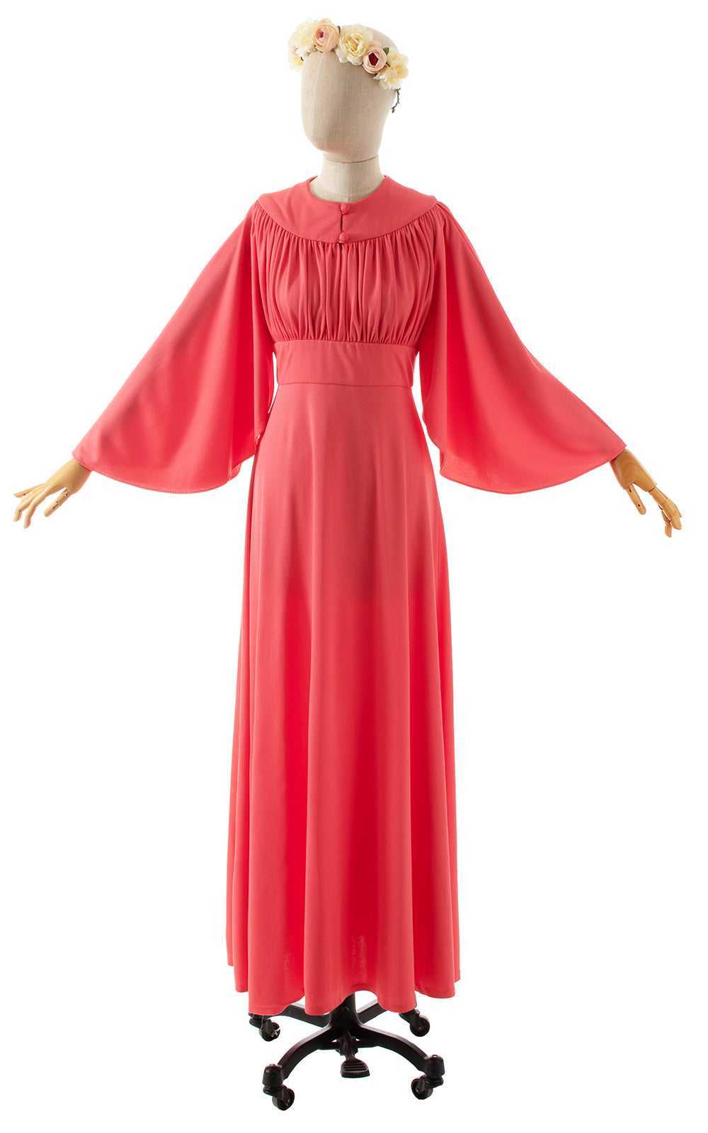 1970s Angel Sleeve Grecian Maxi Dress | x-small/s… - image 1