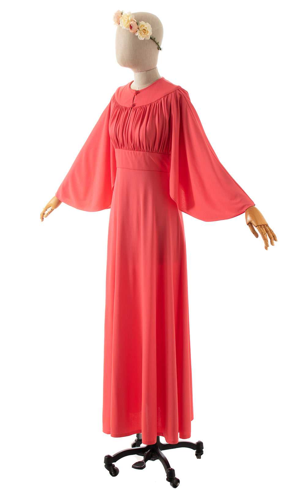 1970s Angel Sleeve Grecian Maxi Dress | x-small/s… - image 3