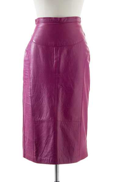 1970s Purple Leather Pencil Skirt | small