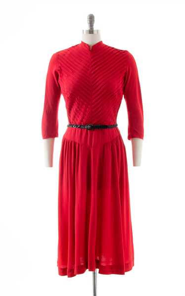 1940s Red Rayon Dress | medium - image 1
