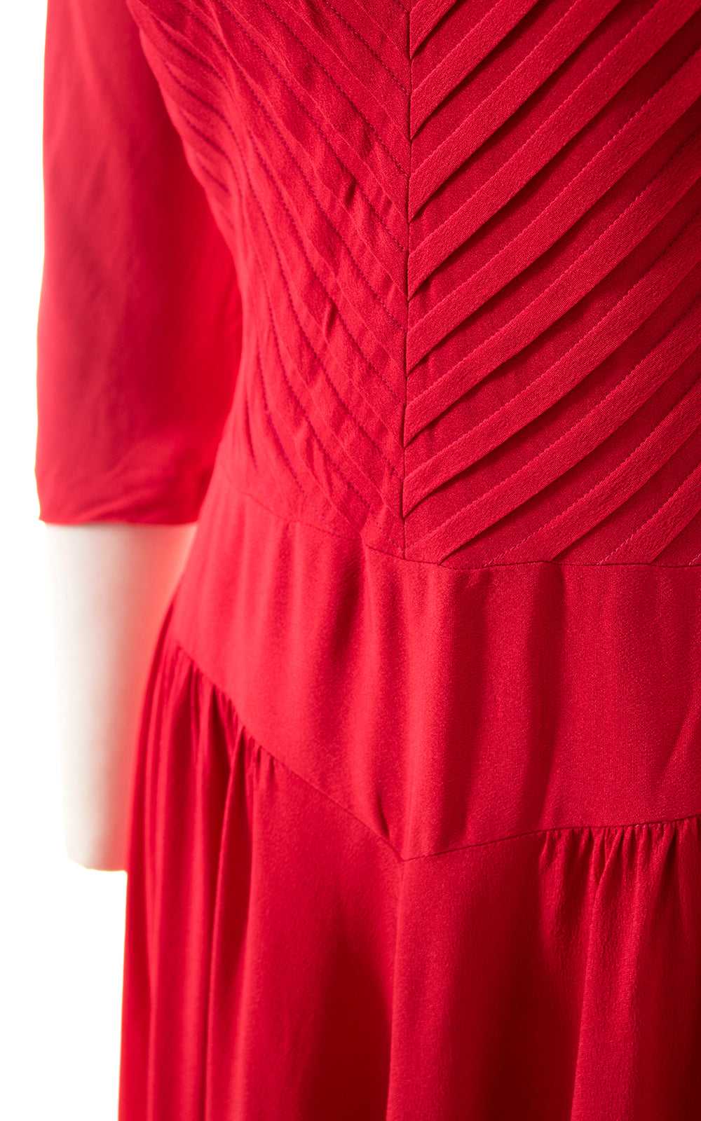 1940s Red Rayon Dress | medium - image 2