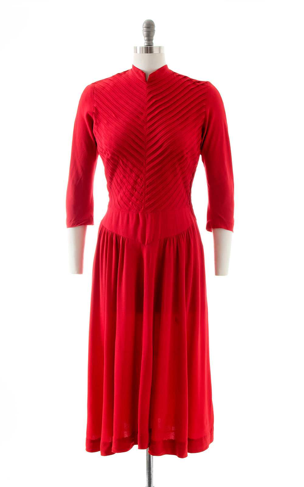 1940s Red Rayon Dress | medium - image 3