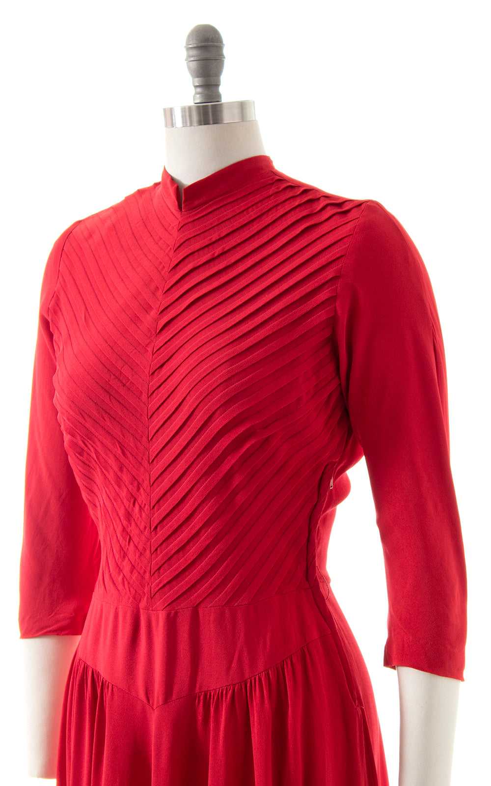 1940s Red Rayon Dress | medium - image 6