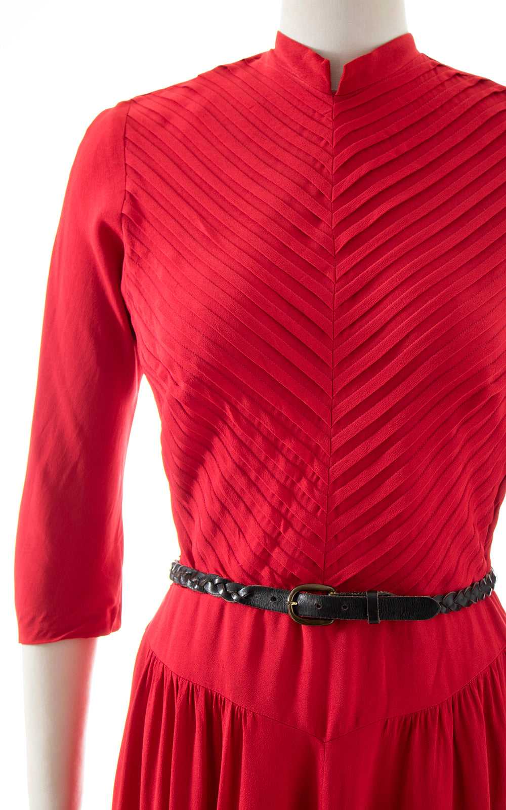 1940s Red Rayon Dress | medium - image 7
