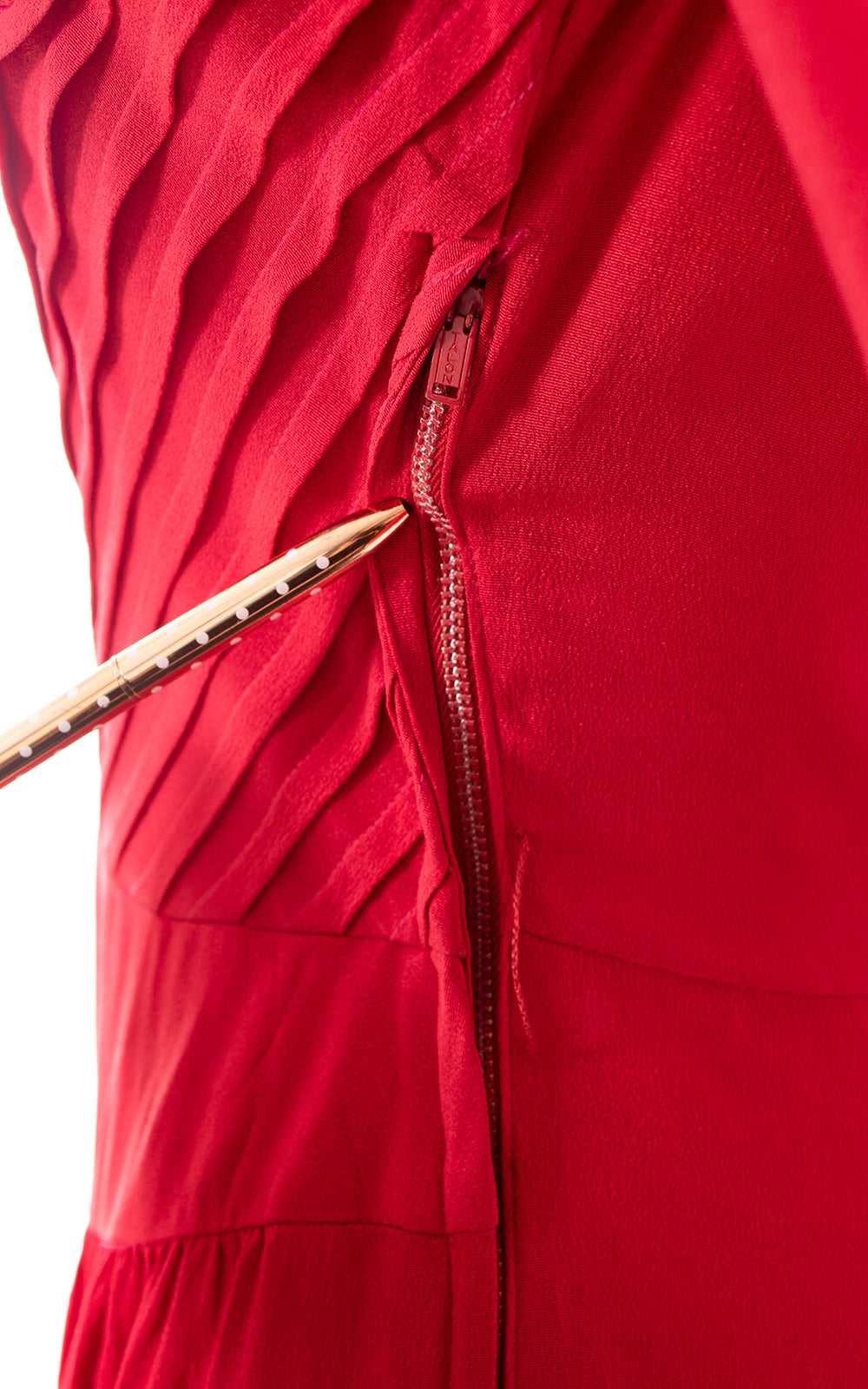 1940s Red Rayon Dress | medium - image 8