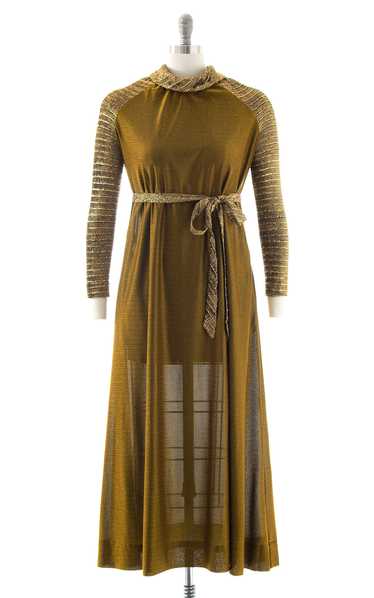 1960s 1970s Metallic Gold Gown | x-small/small
