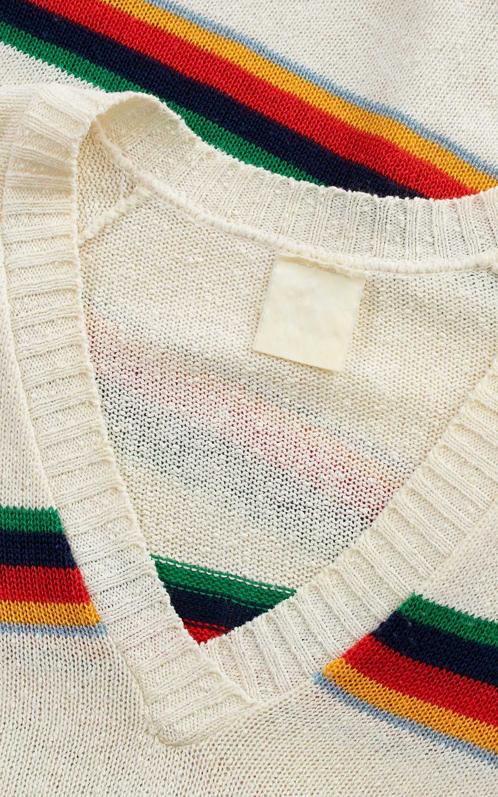 1970s Rainbow Striped Drawstring Sweater | small/… - image 8