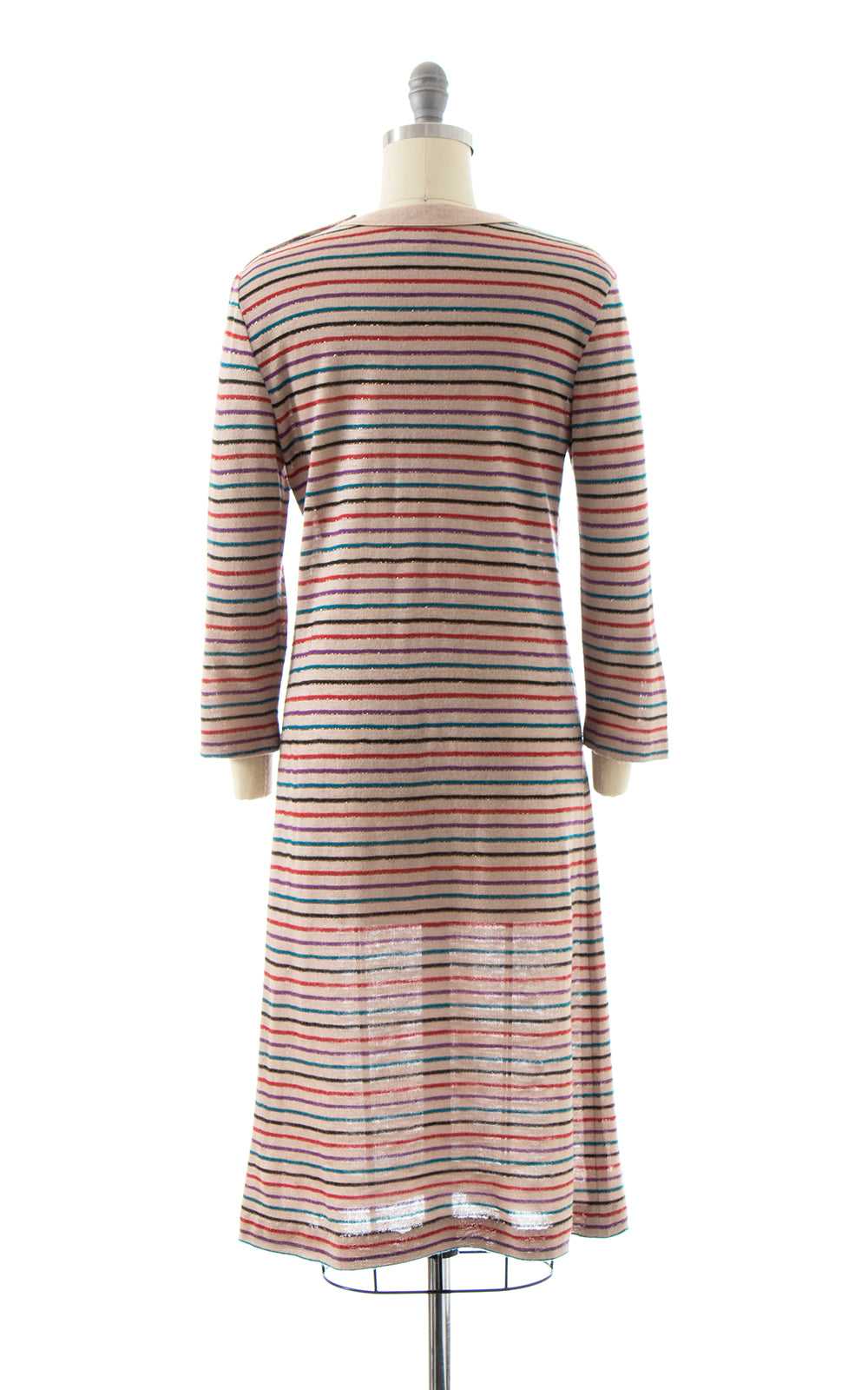 1970s Metallic Striped Sweater Dress | x-small/sm… - image 5