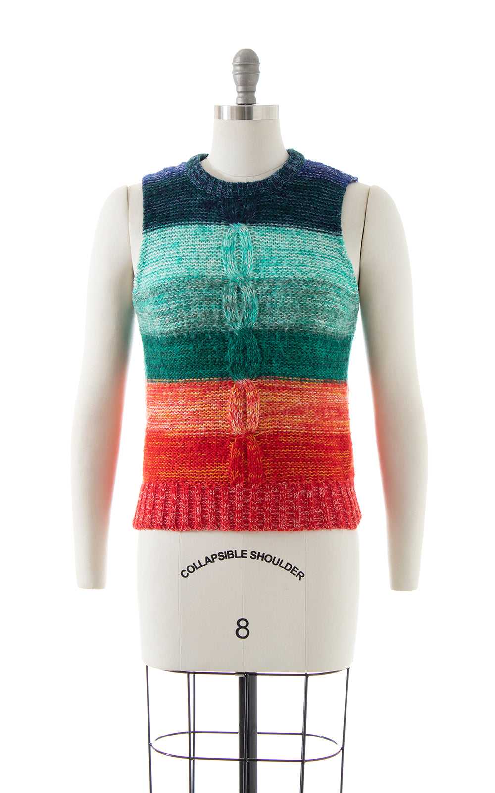 1970s Rainbow Striped Knit Sweater Vest | small - image 1