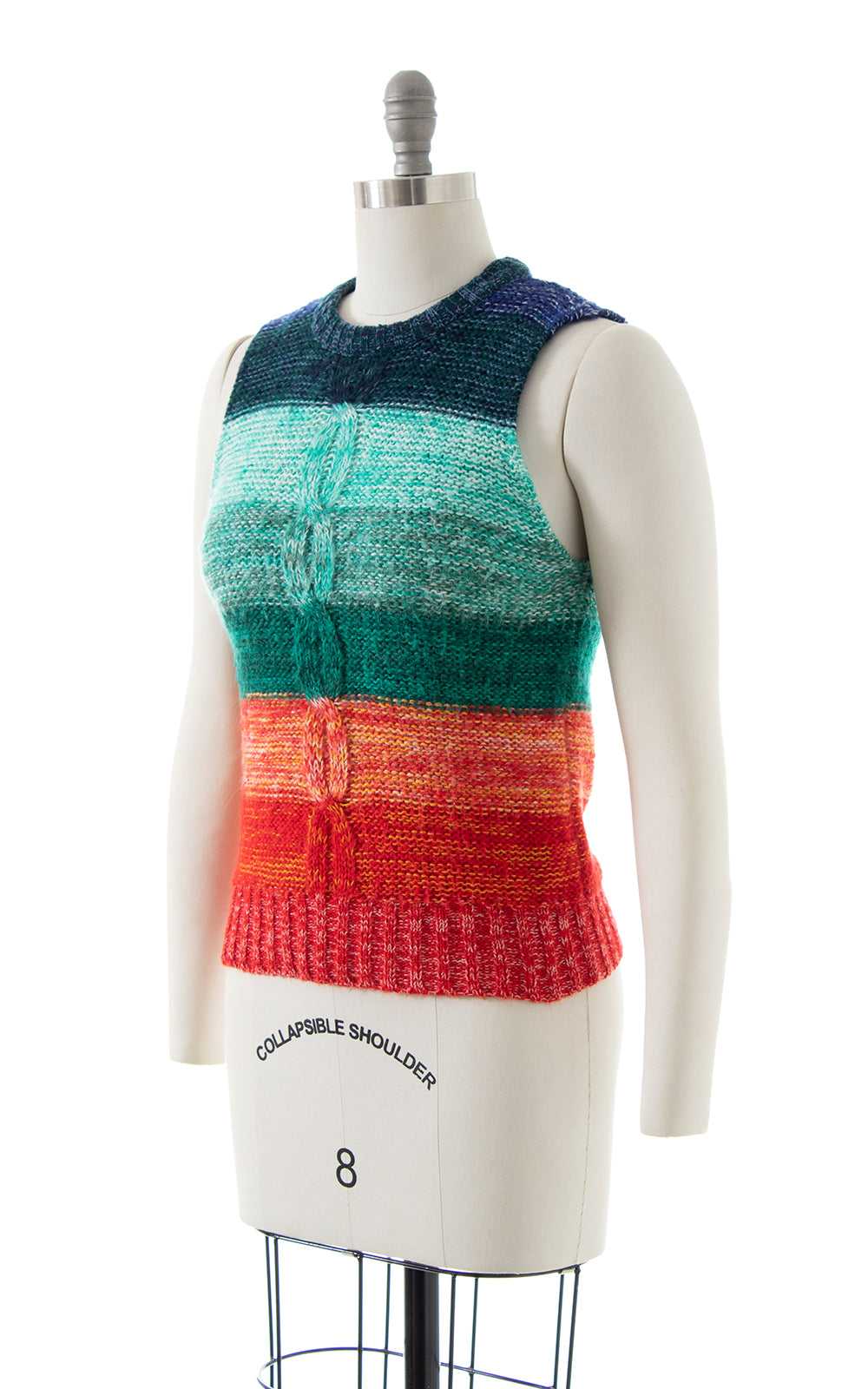 1970s Rainbow Striped Knit Sweater Vest | small - image 3