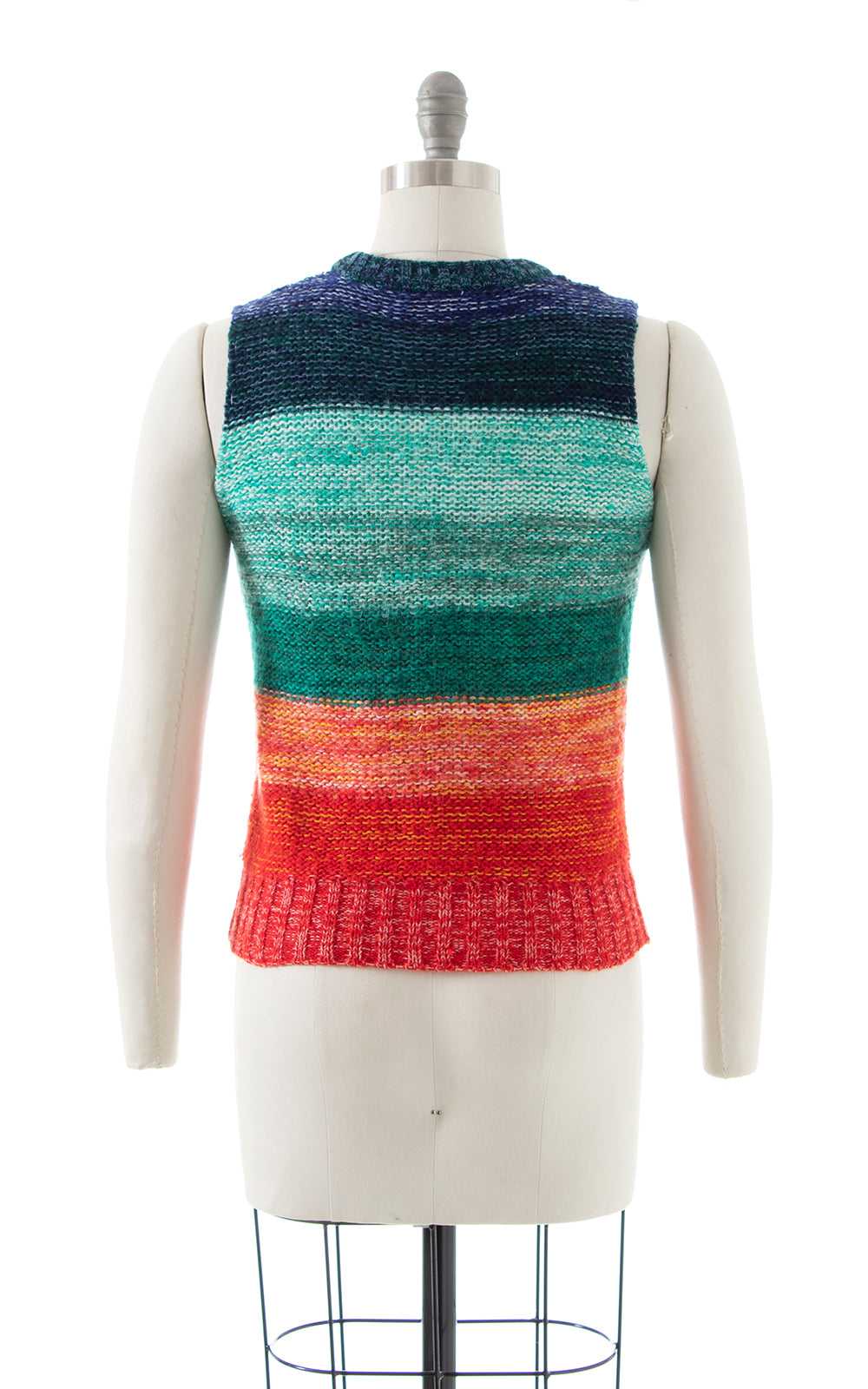 1970s Rainbow Striped Knit Sweater Vest | small - image 4