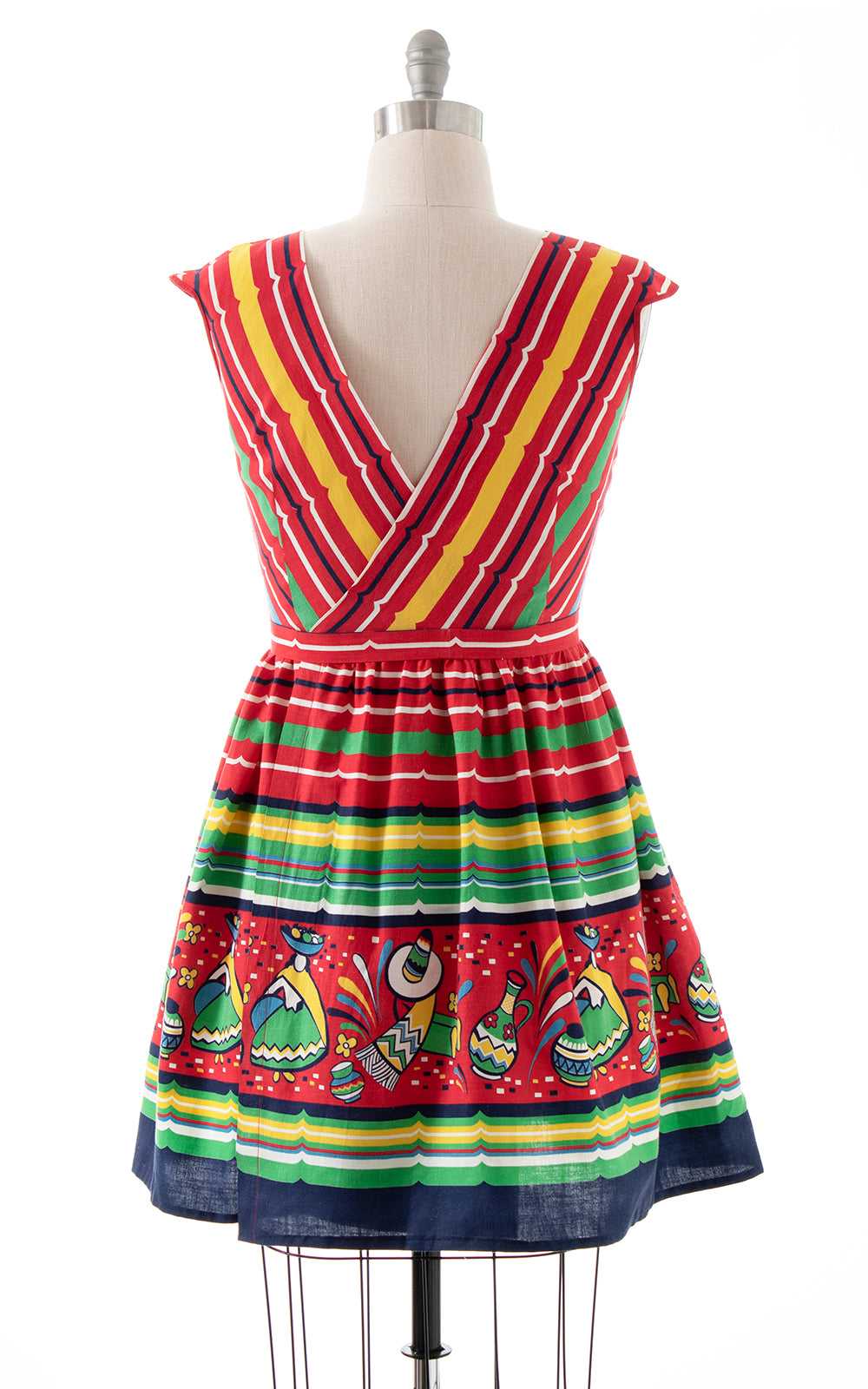 1940s Mexican Novelty Border Print Wrap Dress | m… - image 5