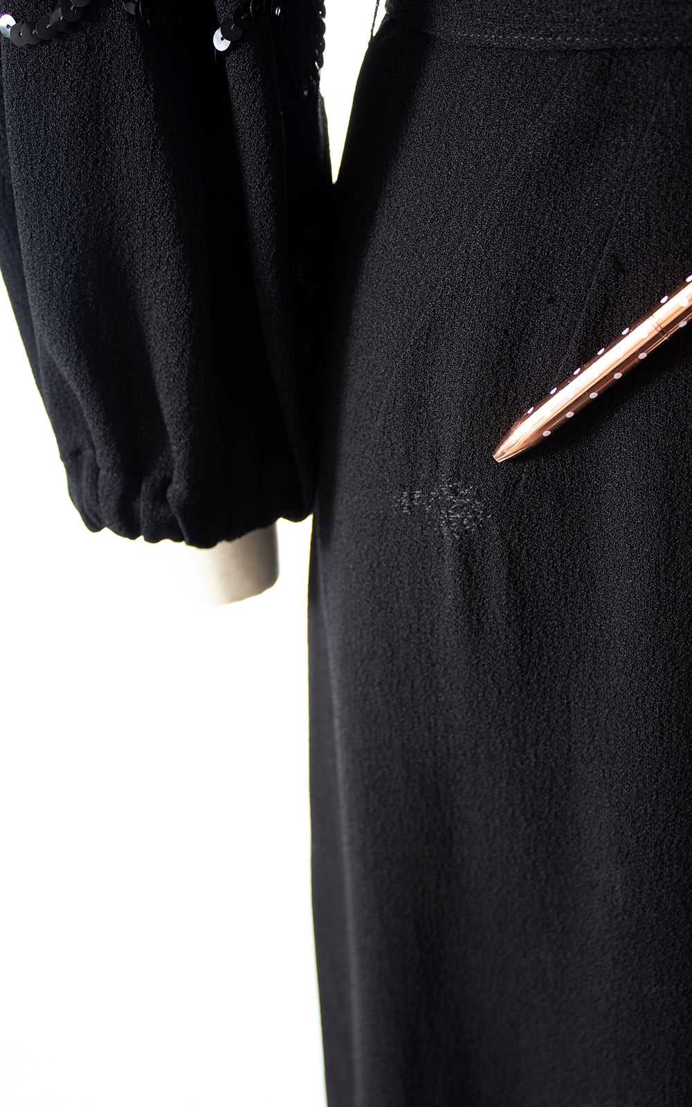 1930s Sequin Soutache Balloon Sleeve Rayon Dress … - image 11