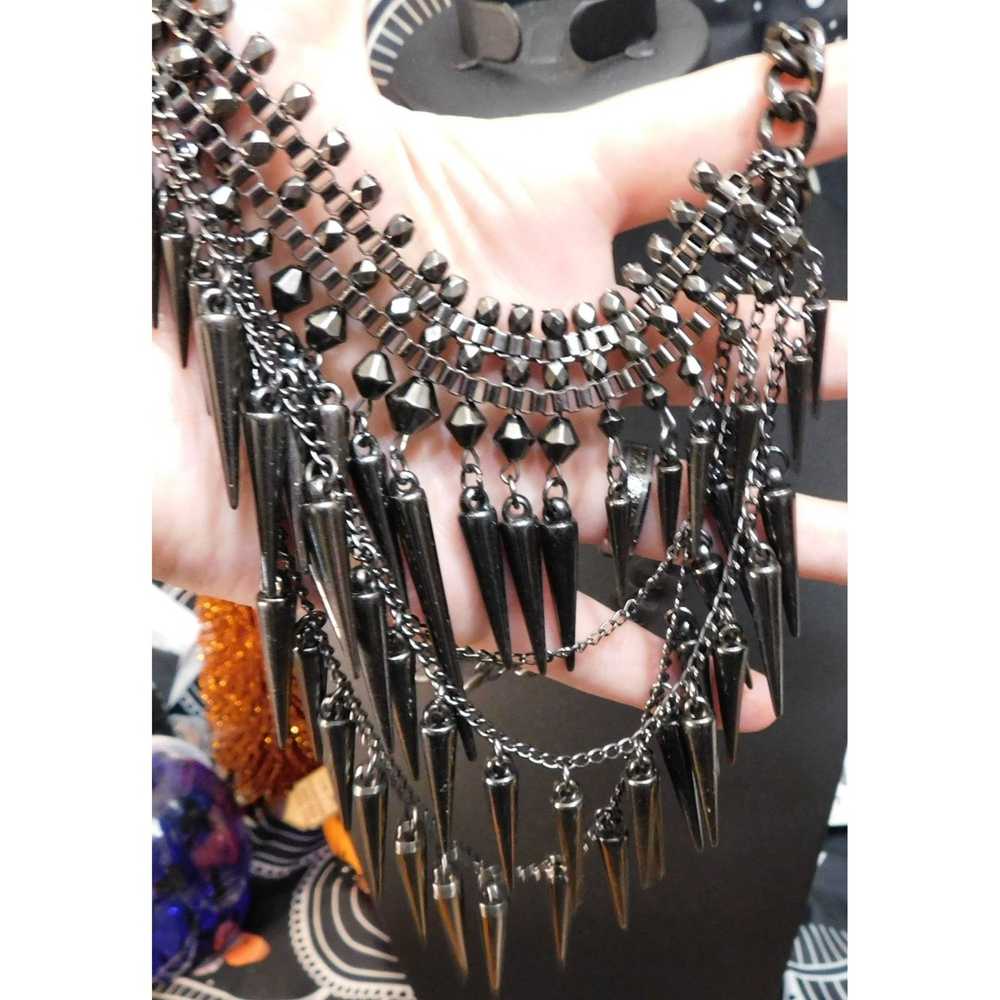 Other Gothic Spike Layered Necklace Gem