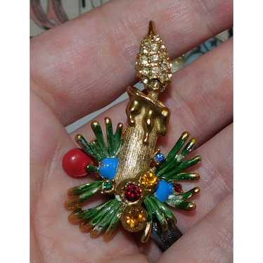 Other Rare Vintage Christmas Candle Brooch - image 1