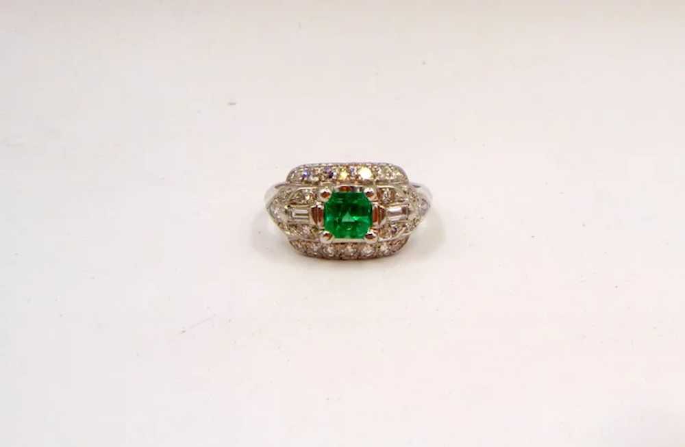 Vintage Emerald & Diamond 14K Gold Ring - image 12