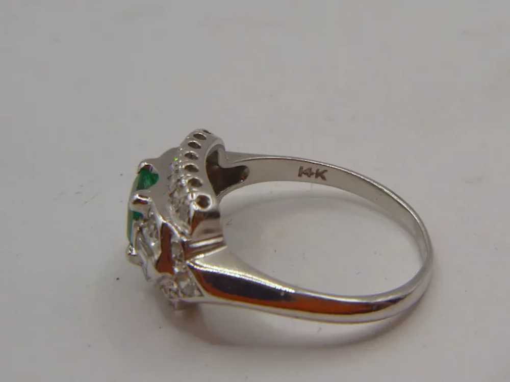 Vintage Emerald & Diamond 14K Gold Ring - image 5