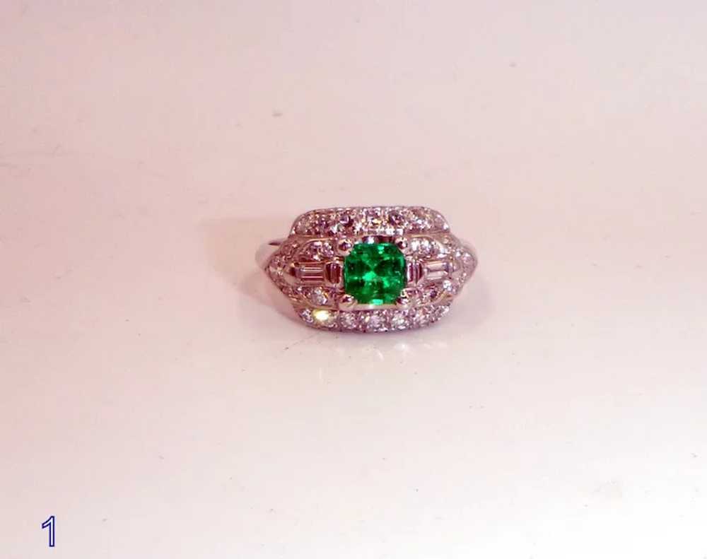 Vintage Emerald & Diamond 14K Gold Ring - image 6