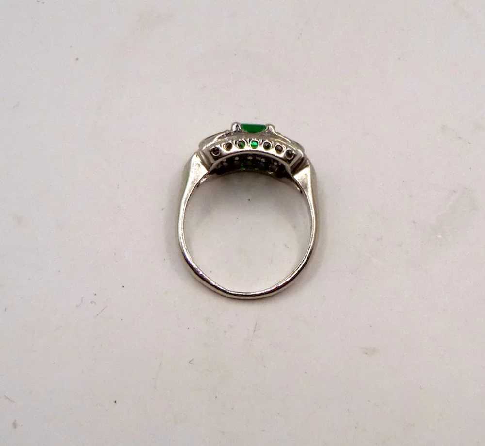 Vintage Emerald & Diamond 14K Gold Ring - image 8