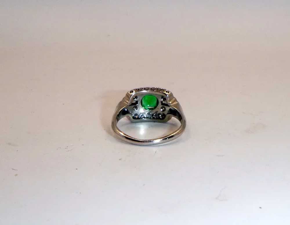 Vintage Emerald & Diamond 14K Gold Ring - image 9