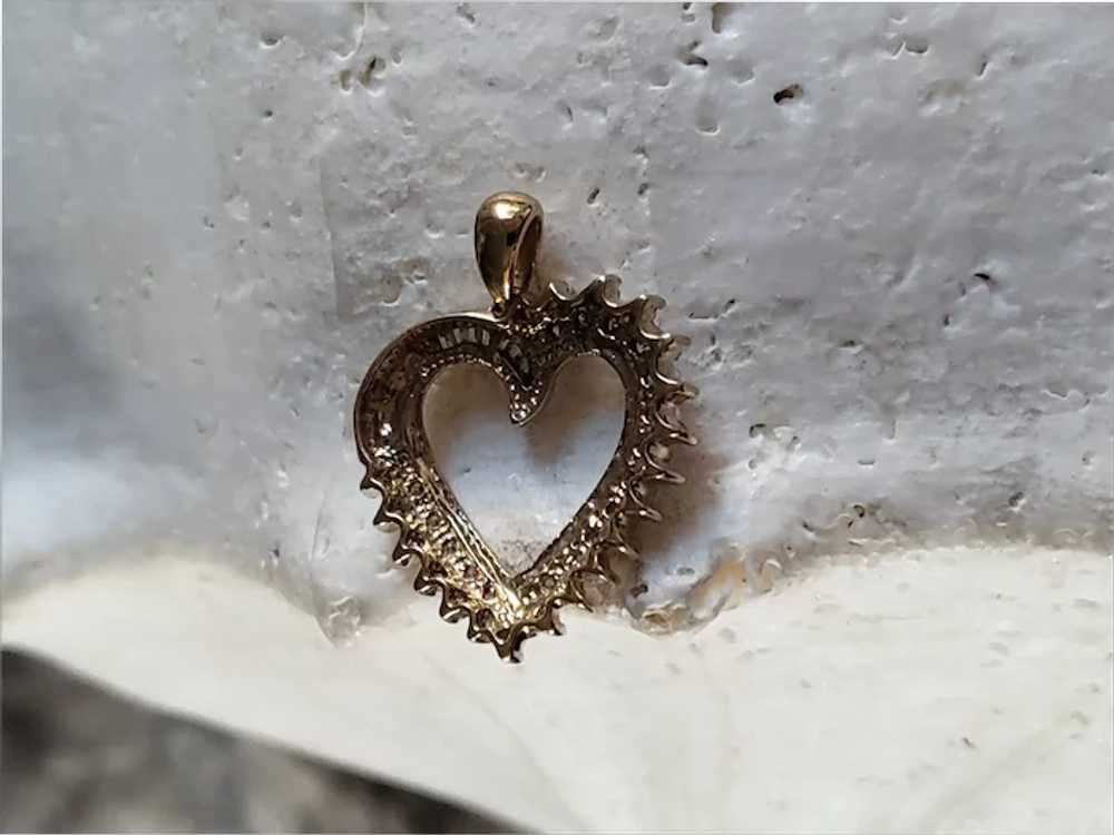 10K Diamond Heart Pendant Drop - image 11