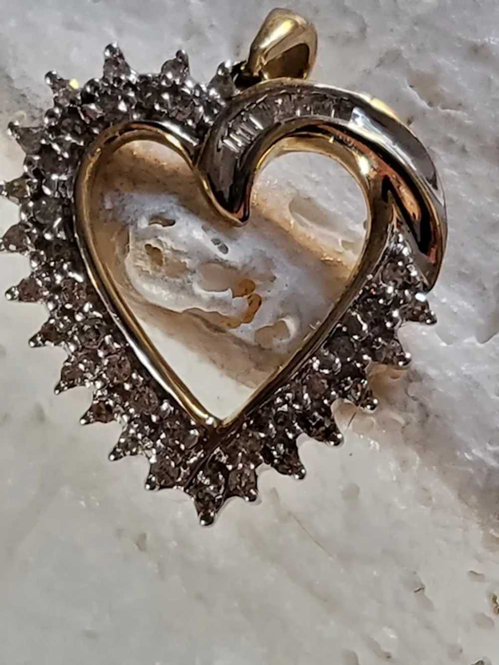 10K Diamond Heart Pendant Drop - image 2