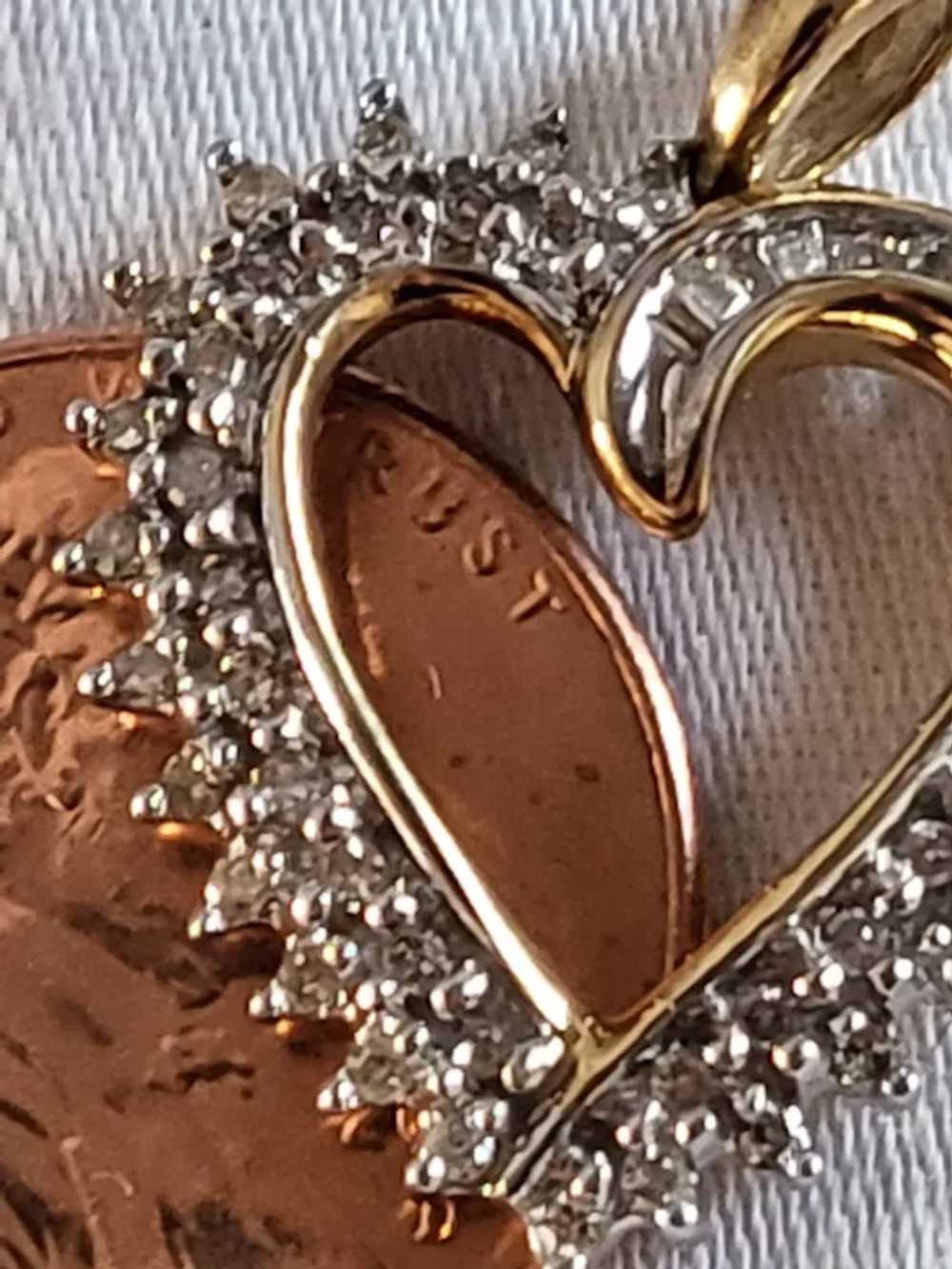 10K Diamond Heart Pendant Drop - image 4