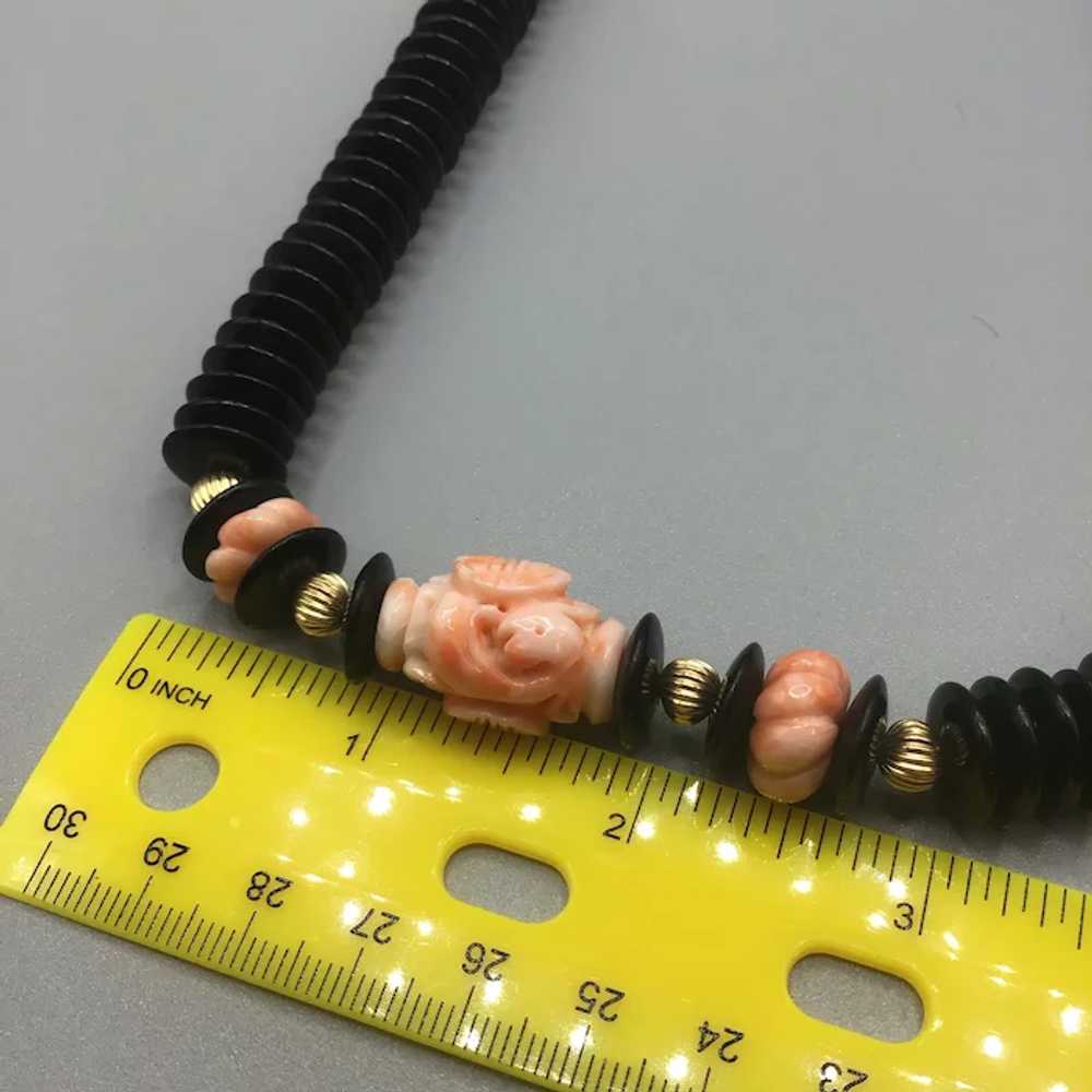 Oriental Carved Angel Skin Coral Onyx and 14K Gol… - image 12