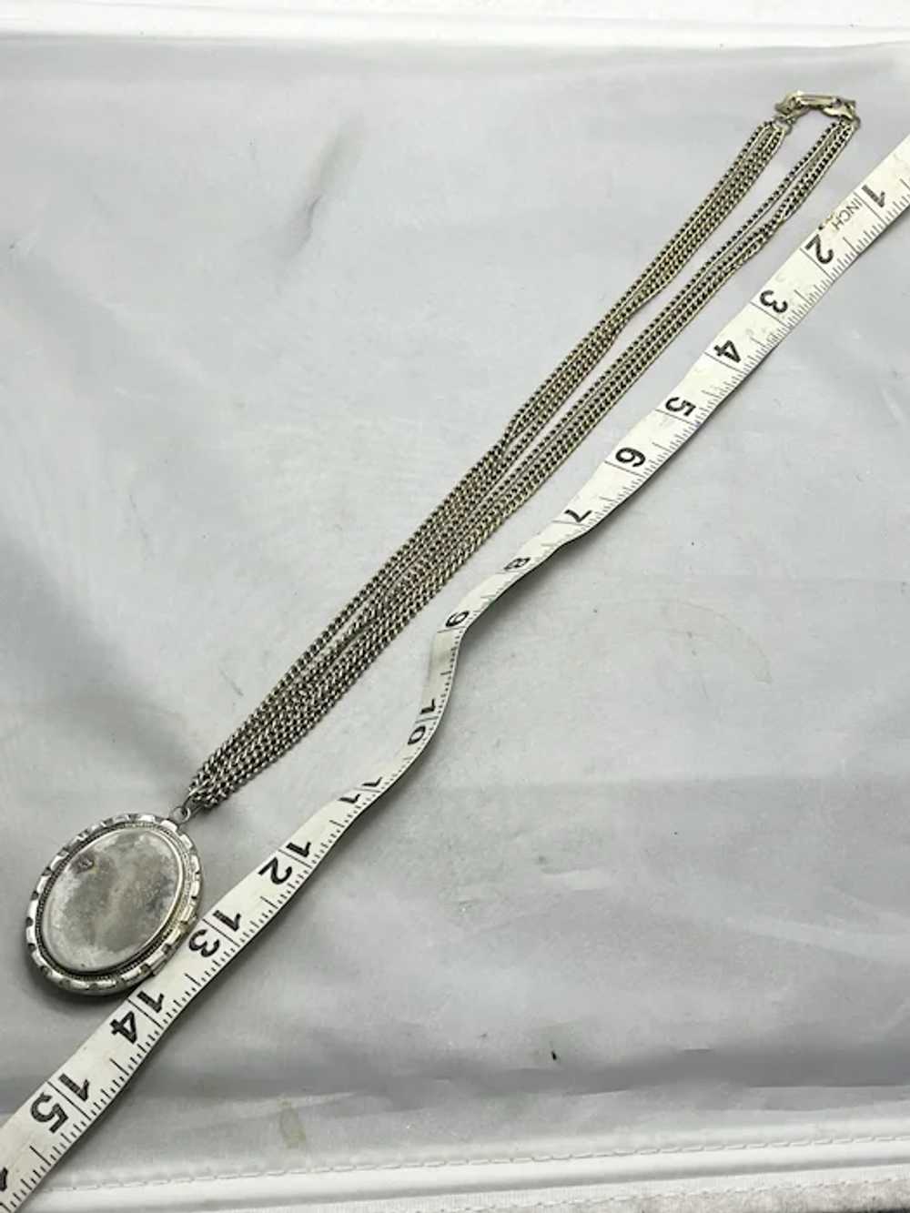 Vintage Large Silver Tone Locket Necklace - image 5