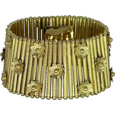 RAF Italian Wide Link Flower Motifs Bracelet 18k S