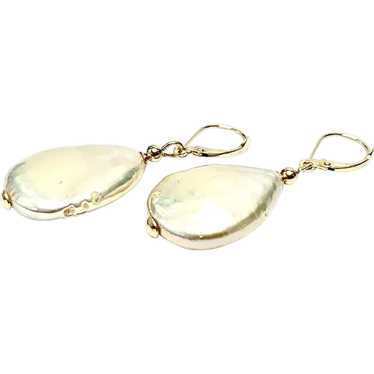 14k Gold and Cultured Pearl Earrings
