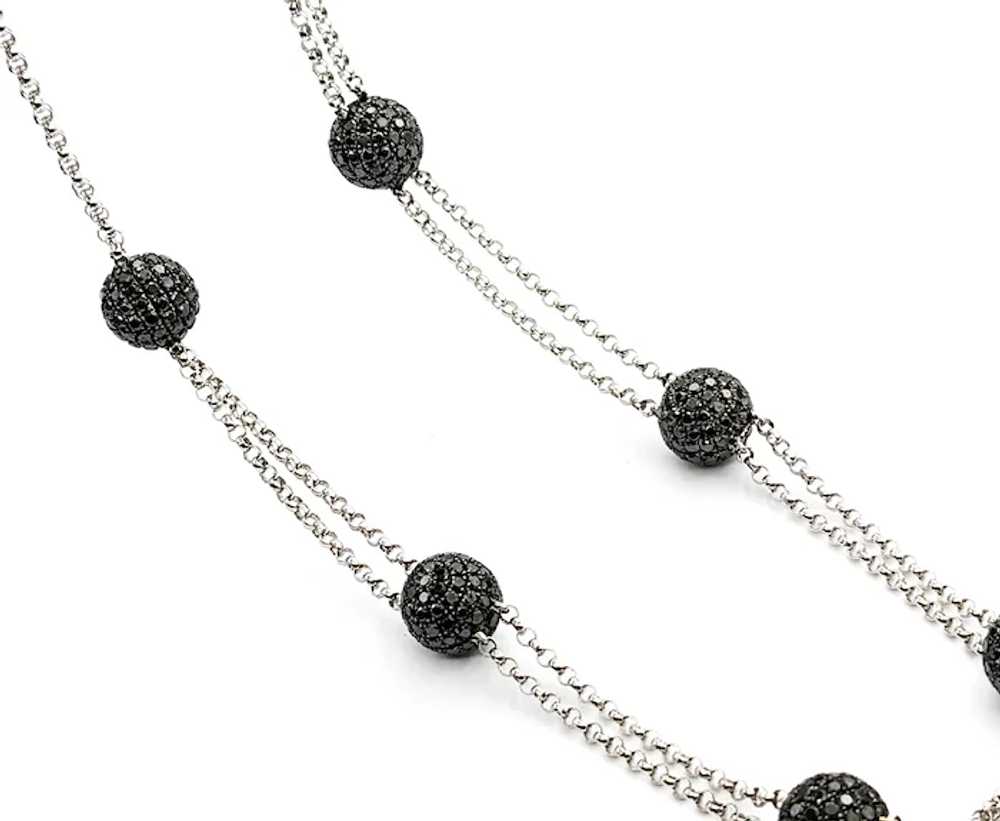 Stylish Black Diamond Station Necklace - 18K Whit… - image 2