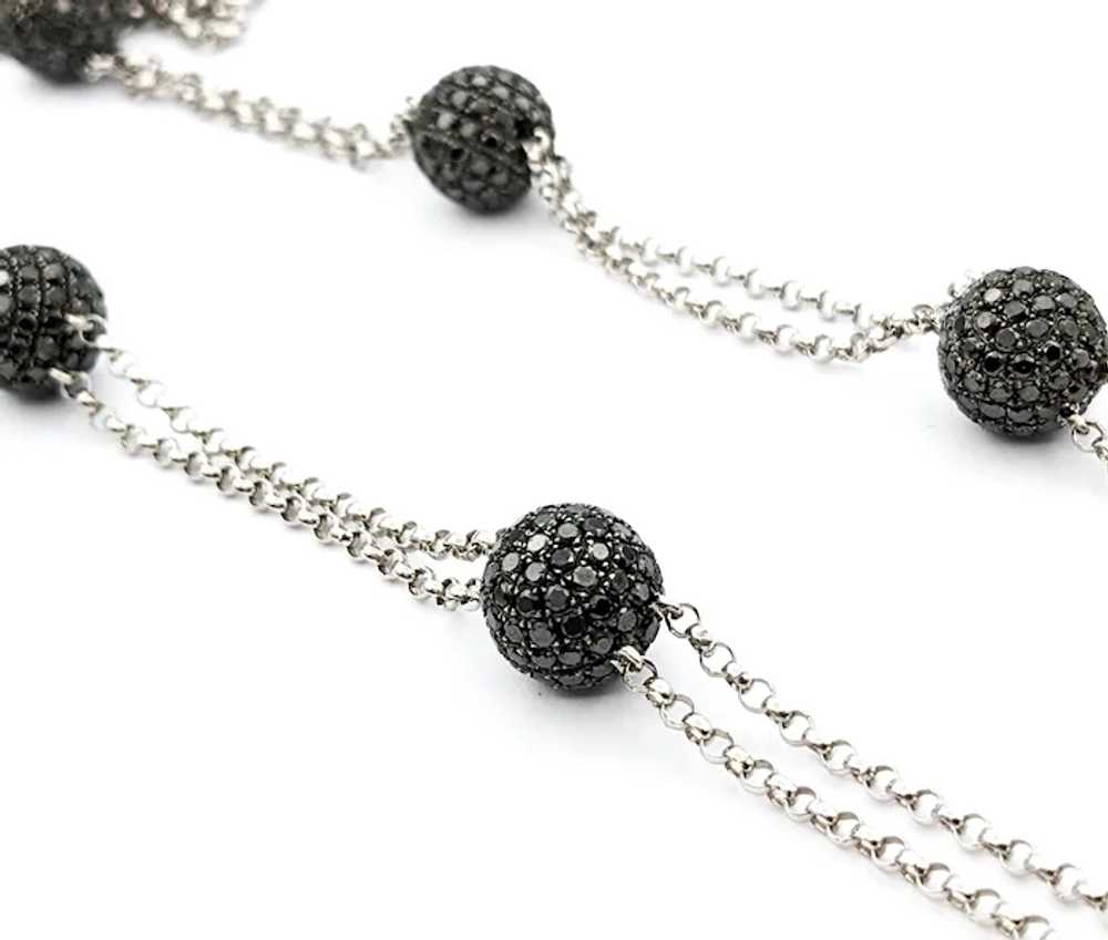 Stylish Black Diamond Station Necklace - 18K Whit… - image 4