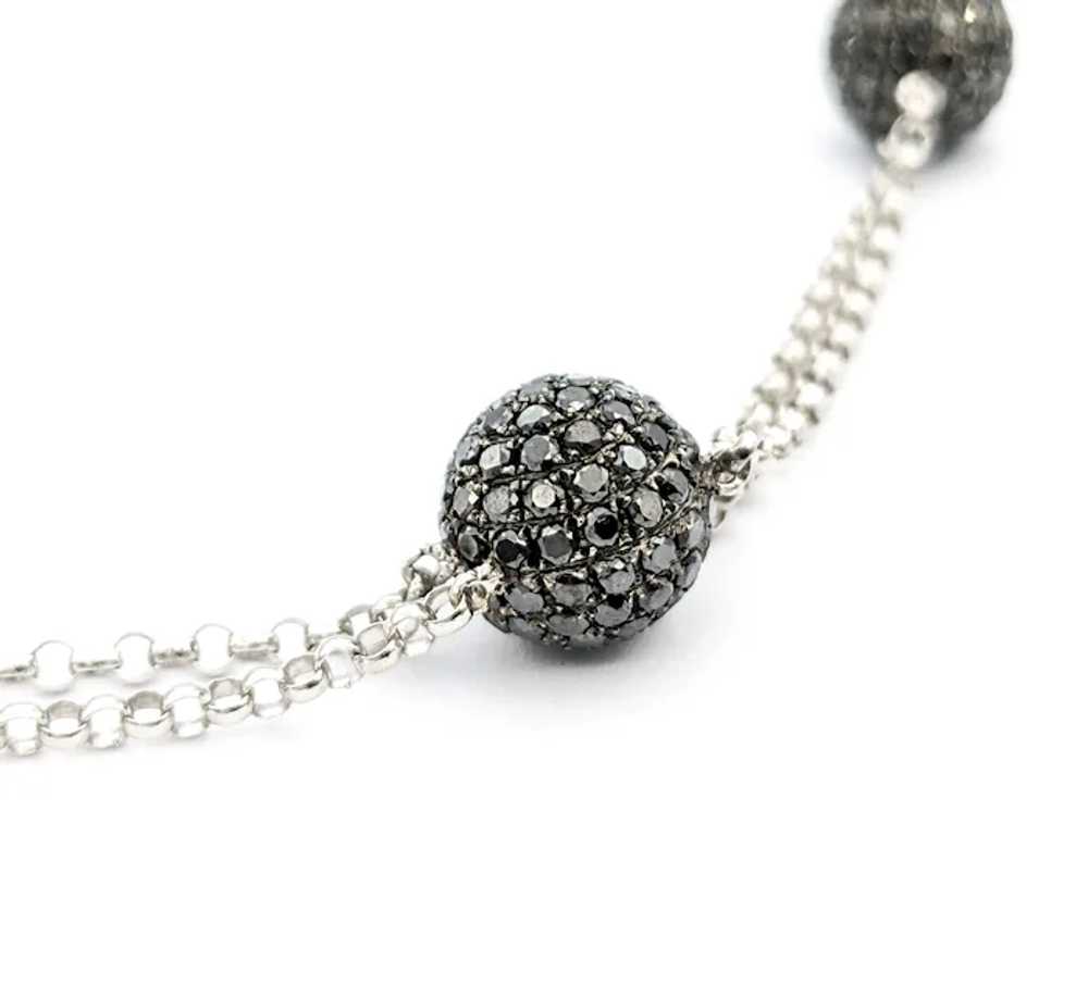 Stylish Black Diamond Station Necklace - 18K Whit… - image 5