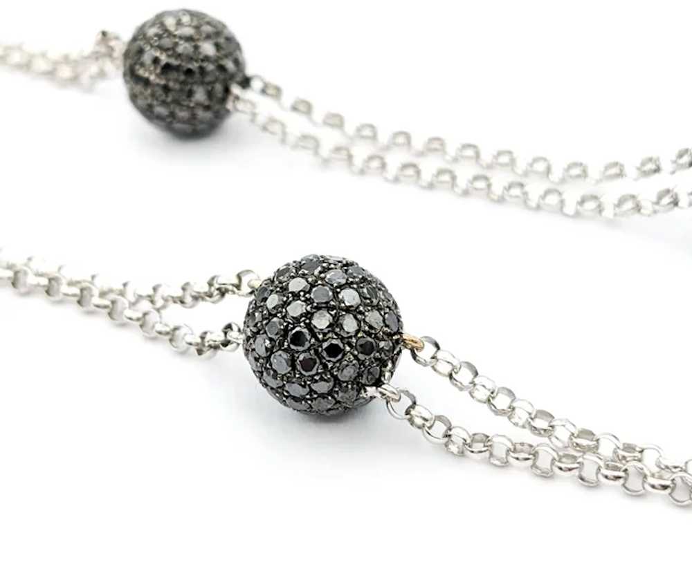 Stylish Black Diamond Station Necklace - 18K Whit… - image 6