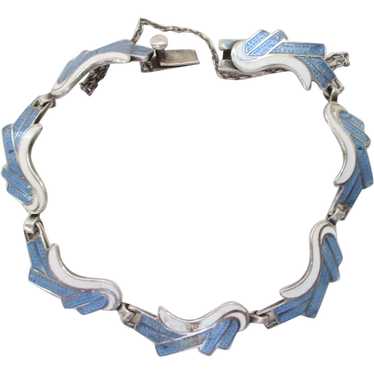 Taxco Style Turquoise Link Bracelet from Mexico - Morning Sky