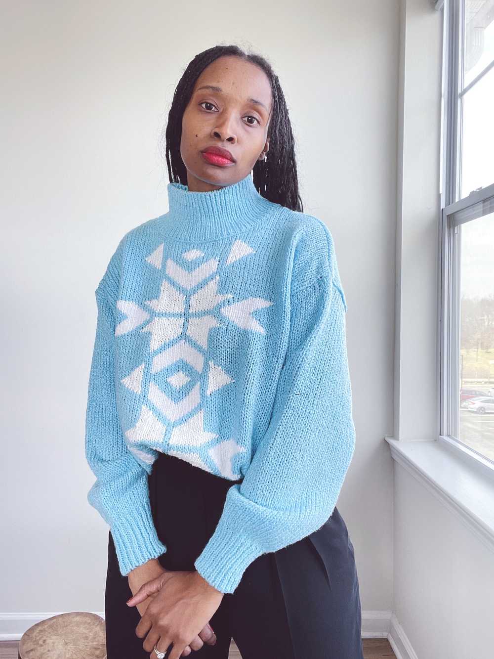 Vintage Snowflake Mockneck Sweater - image 2