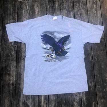 Vintage Baltimore Ravens Liquid Blue T-shirt Black NFL -   India