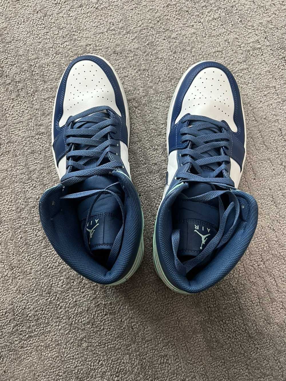 nike jordan 1 mid mix materials blue tan