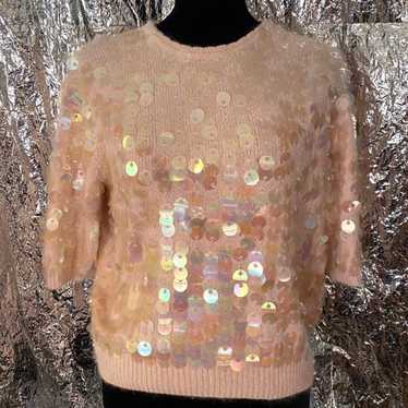 Vintage Pink Silk and Angora Blench Sweater with … - image 1