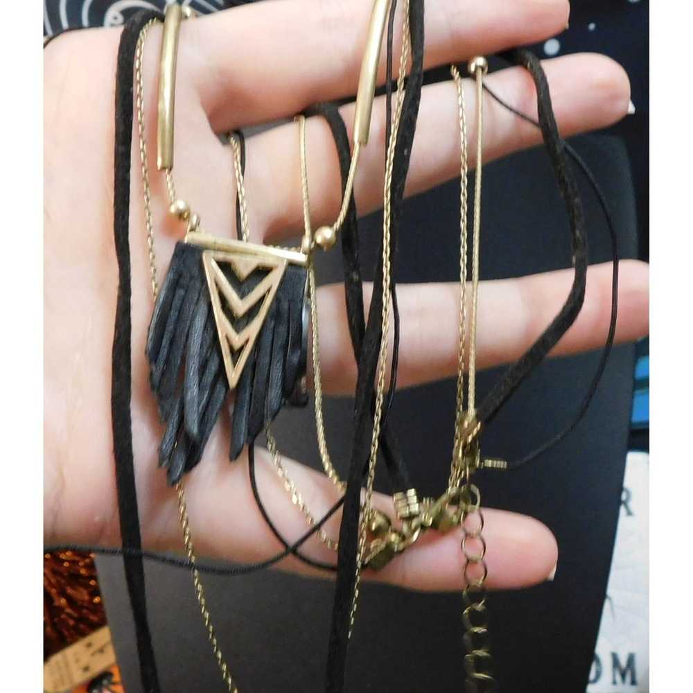 Other Black And Gold Multilayer Tassel Necklace - image 1