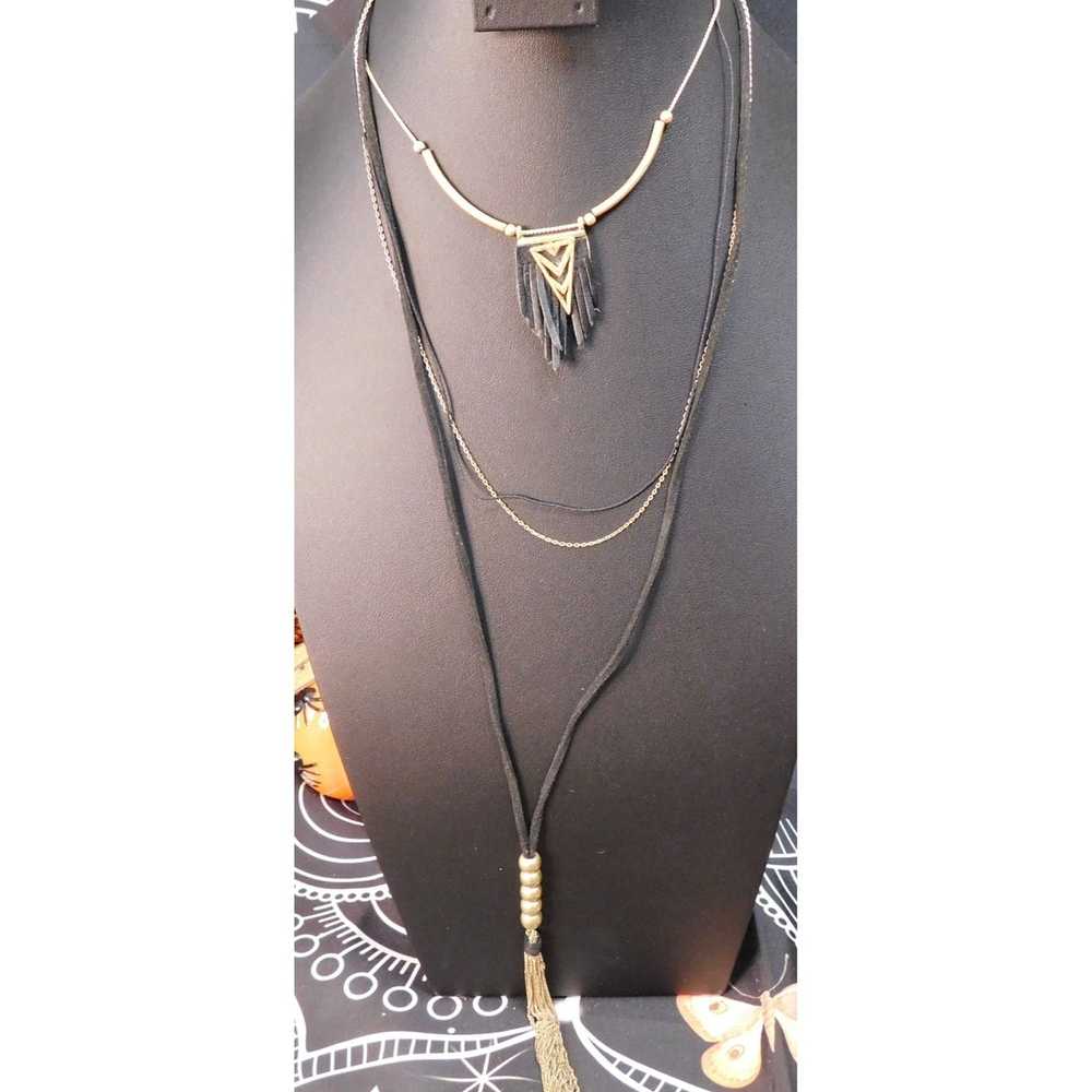 Other Black And Gold Multilayer Tassel Necklace - image 2