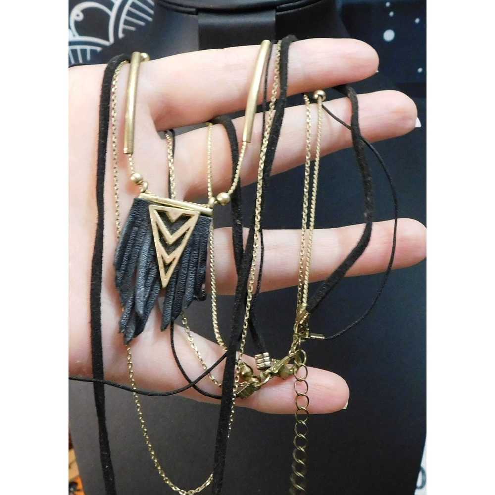 Other Black And Gold Multilayer Tassel Necklace - image 3